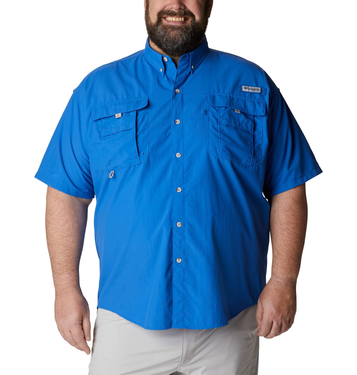 Columbia Men's Bahama II UPF 30 Short Sleeve PFG Fishing Shirt, Vivid Blue, Small