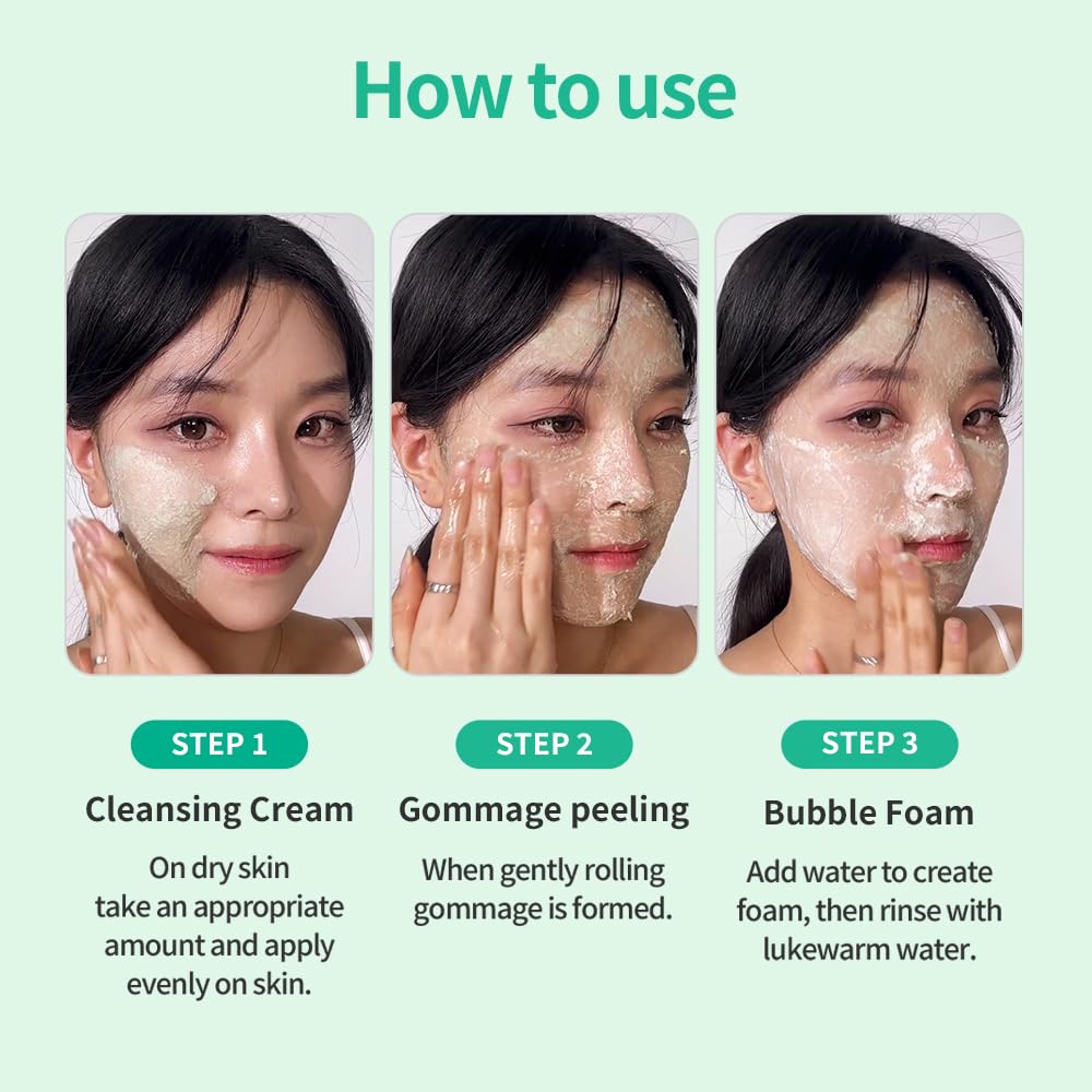 COSCELL Green Papaya PDRN Gommage Foam, Gentle Exfoliating Facial Cleanser, 3-Step Cream to Gommage to Foam Facial Cleanser, Daily Pore Cleansing Korean Face Wash with Papaya Extract, 120g