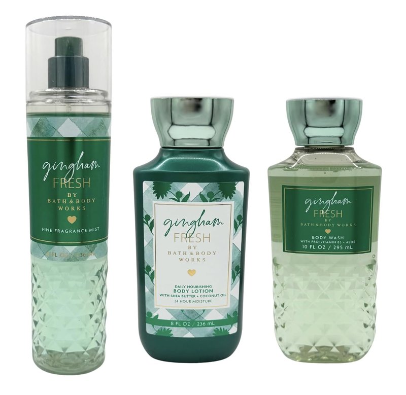 Bath & Body Works Gingham Fresh – 3-Piece Gift Set | Daily Nourishing Body Lotion, Fine Fragrance Mist & Body Wash