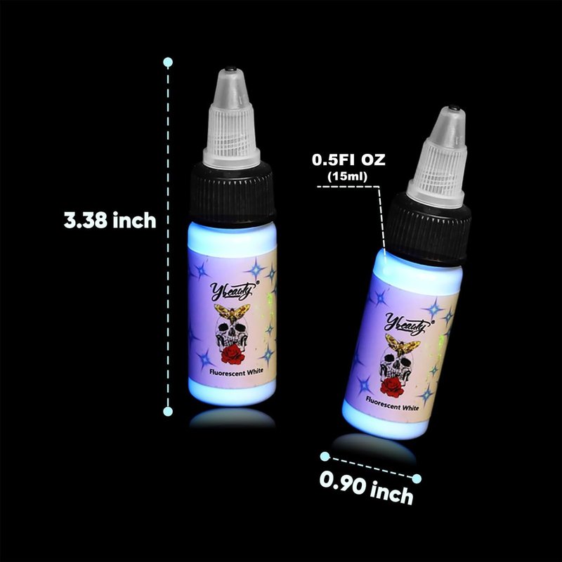 Ybeauty 16 Color Tattoo Ink Set - 16pcs 15ml/Bottle Professional Tattoo Fluorescent Ink & Equipment for Halloween Supplies