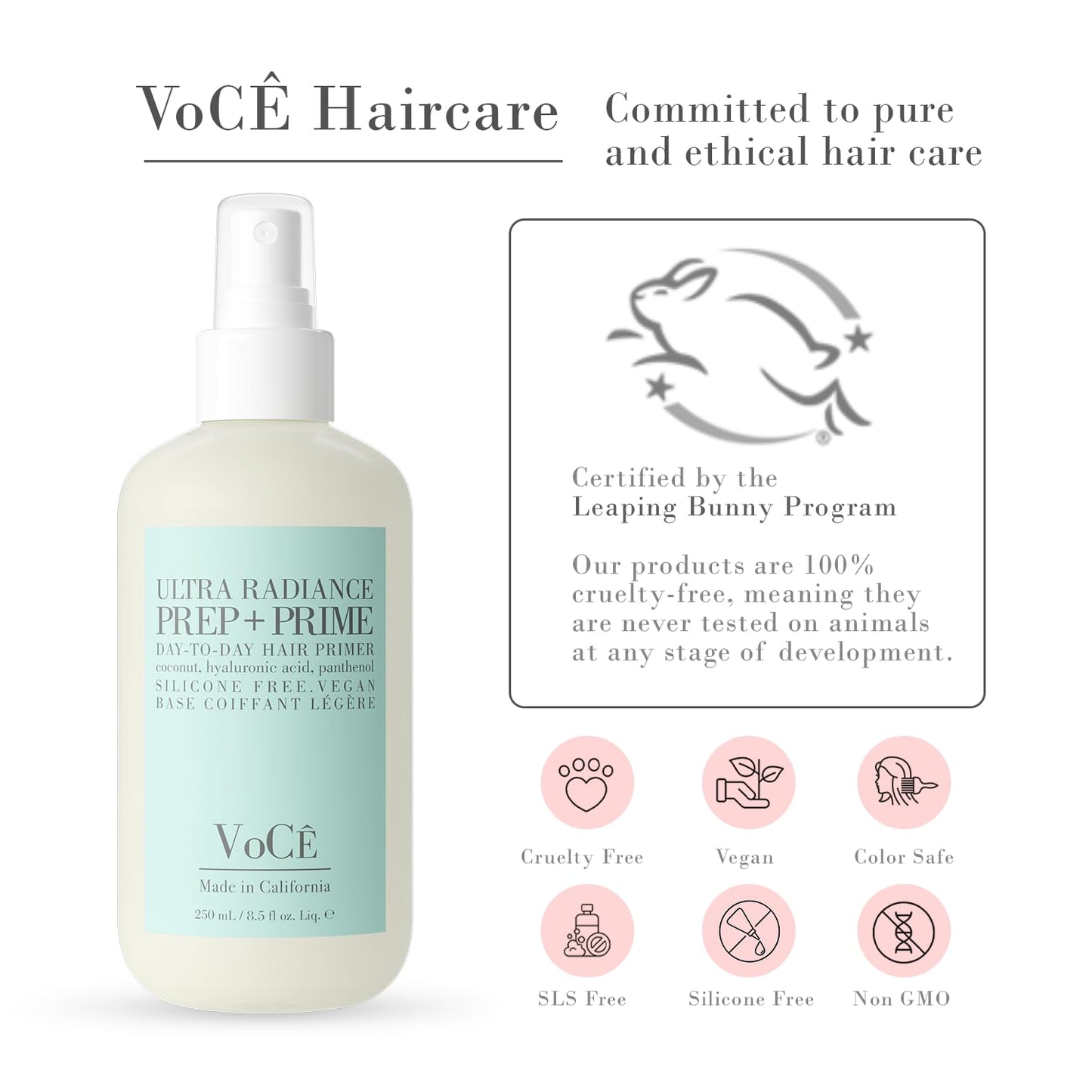 Vegan Hair Prep & Prime Spray - Shine, Style Retention & Heat Protection | Anti-Frizz, Nourishing Formula (8.5oz | 250ml)