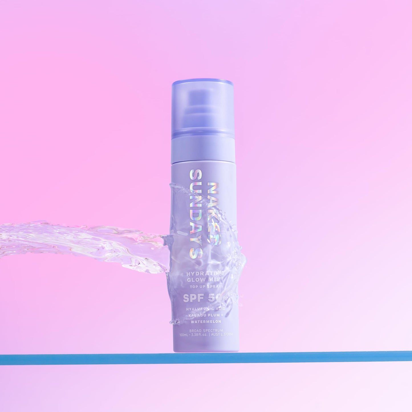 Naked Sundays SPF 50 Hydrating Glow Sunscreen Mist for Face, SPF Setting Spray with Hyaluronic Acid, Makeup Setting Spray, Lightweight, Non-Greasy Hydration, 75ml