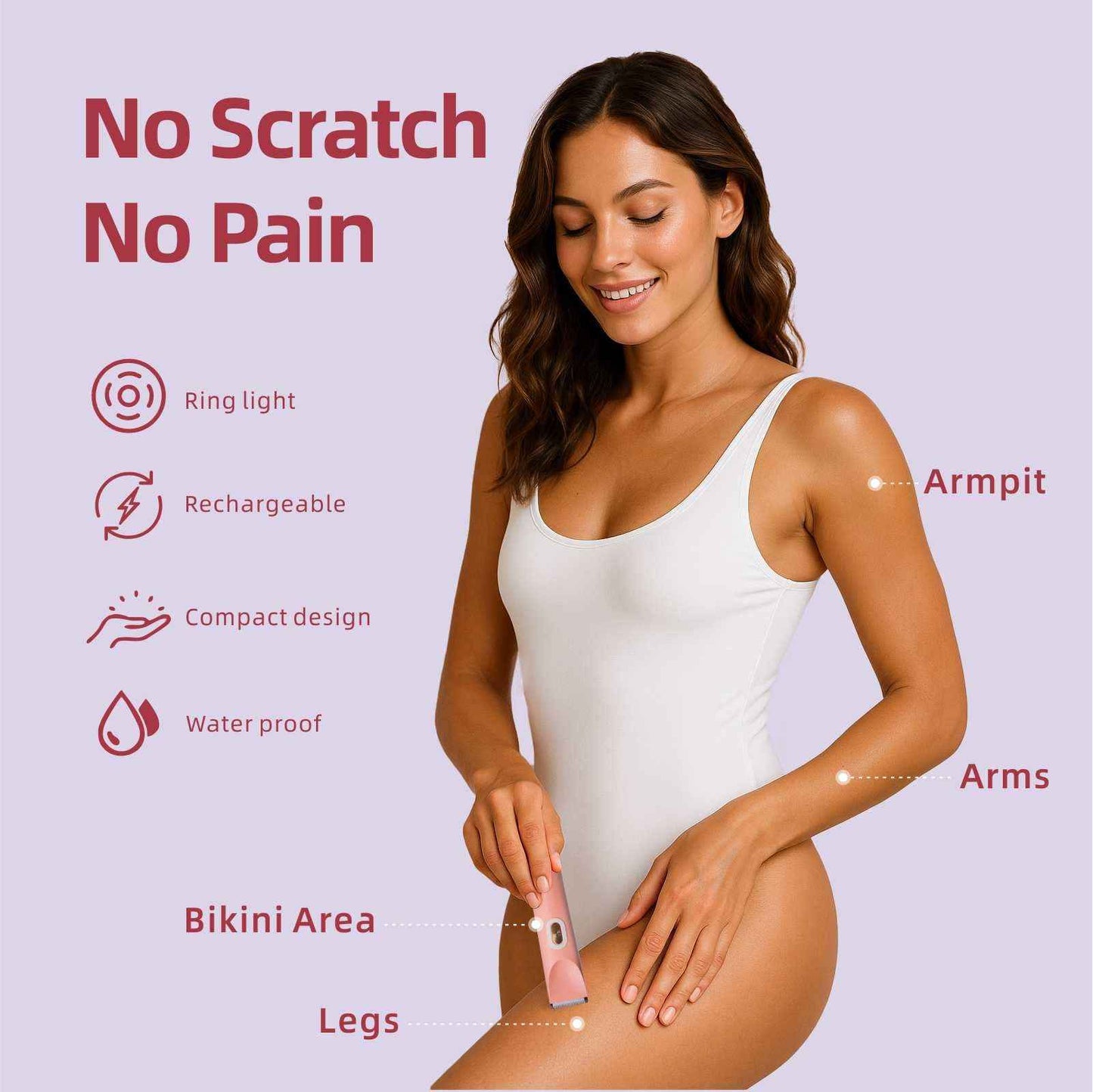 Xmusk 2 in 1 Bikini Trimmer for Women - Dual-Head Electric Shaver, Waterproof Wet & Dry, Rechargeable Hair Removal for Bikini Line, Face, Underarm, Leg & Body