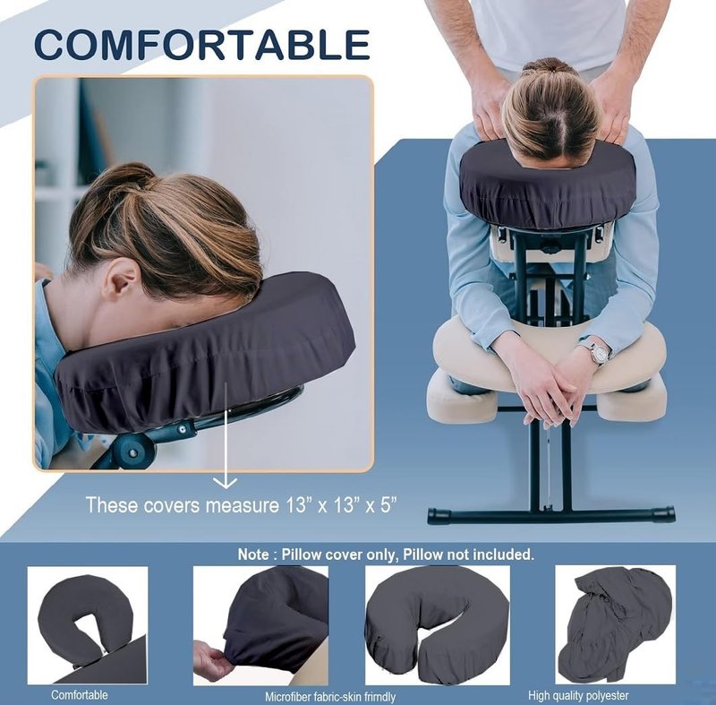 Pack of 10, Premium Microfiber Face Cradle Covers - Ultra Soft Fitted Massage Table Cradle Cover, Spa Table Headrest Protectors (Dark Grey)