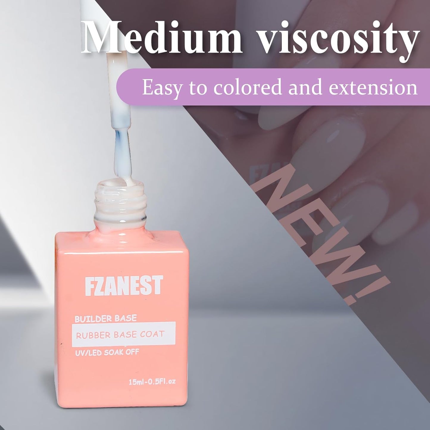 FZANEST Builder Gel Milky White Gel Polish Rubber Base For Nail Strengthener Extension LED Lamp Cured Color Base Nail Polish in Bottle