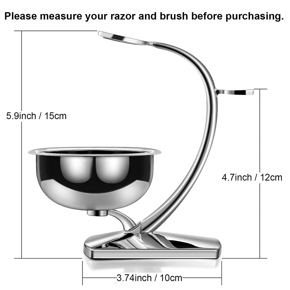 Shaving Bowl Set - 3-Piece Magnetic Base with Chrome Stand & Synthetic Brush | Razor Not Included
