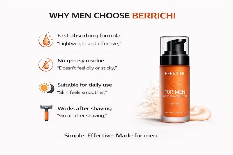 BERRICHI Men’s After Shave Balm & Face Moisturizer – Calms Irritated Skin, Reduces Redness, Fast Absorbing Anti-Aging Cream for Men with Astaxanthin & Aloe, 50ml