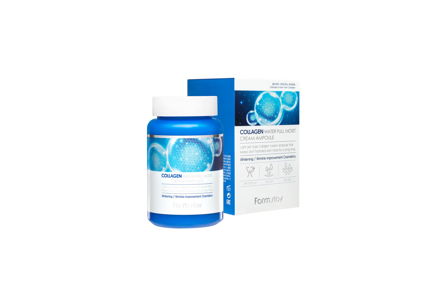 FARMSTAY Collagen Water Full Moist Cream Ampoule - High-moisture cream and high-nutrition ampoule, Face Serum, Moisturizer, Firming, Hydrating, Wrinkle Care, K-Beauty