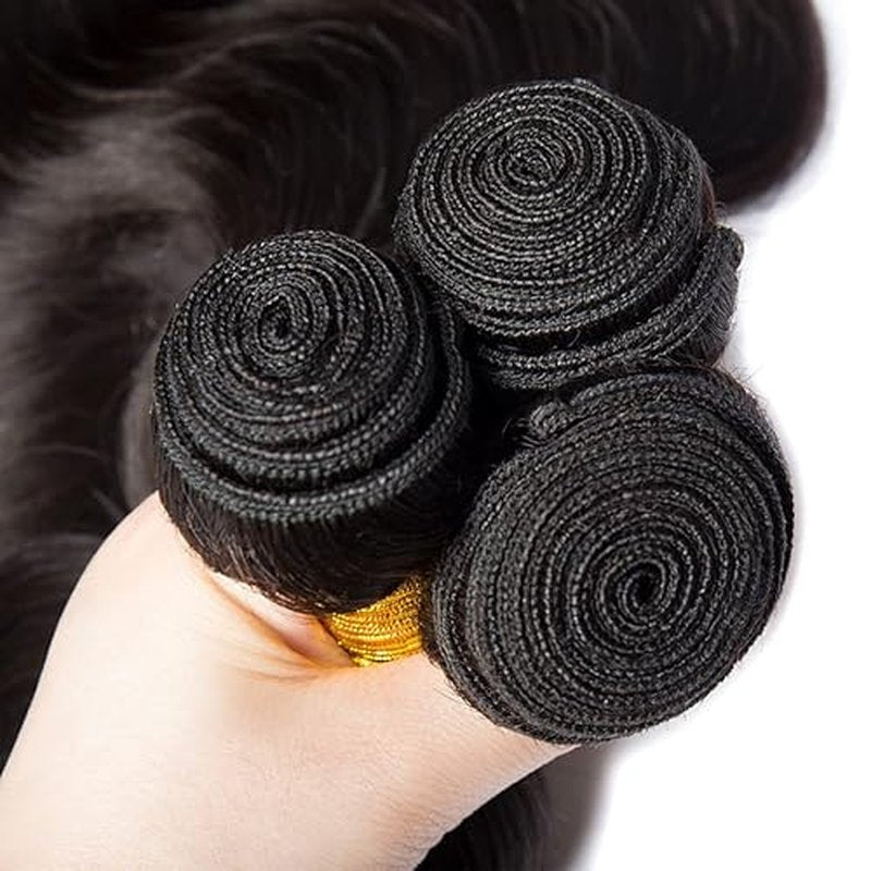 30 30 30 Inch Human Hair Bundles Natural Black Color Body Wave Bundles Unprocessed Brazilian Virgin Hair 3 Bundles Color #1B Body Wave Bundles Human Hair Extensions