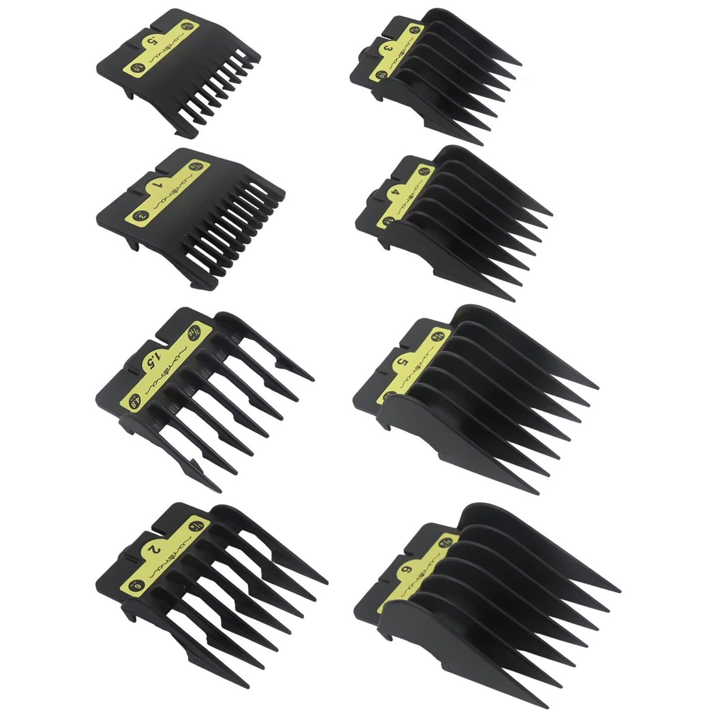 Zafina-UP Clipper Guide Combs Set, 8pcs Hair Clipper Guards (1/16, 1/8, 3/16, 1/4, 3/8, 1/2, 5/8, 3/4 inch), Trimmer Guards Compatible with BaBylissPRO Barberology FX870, FX880, FX825, FX673