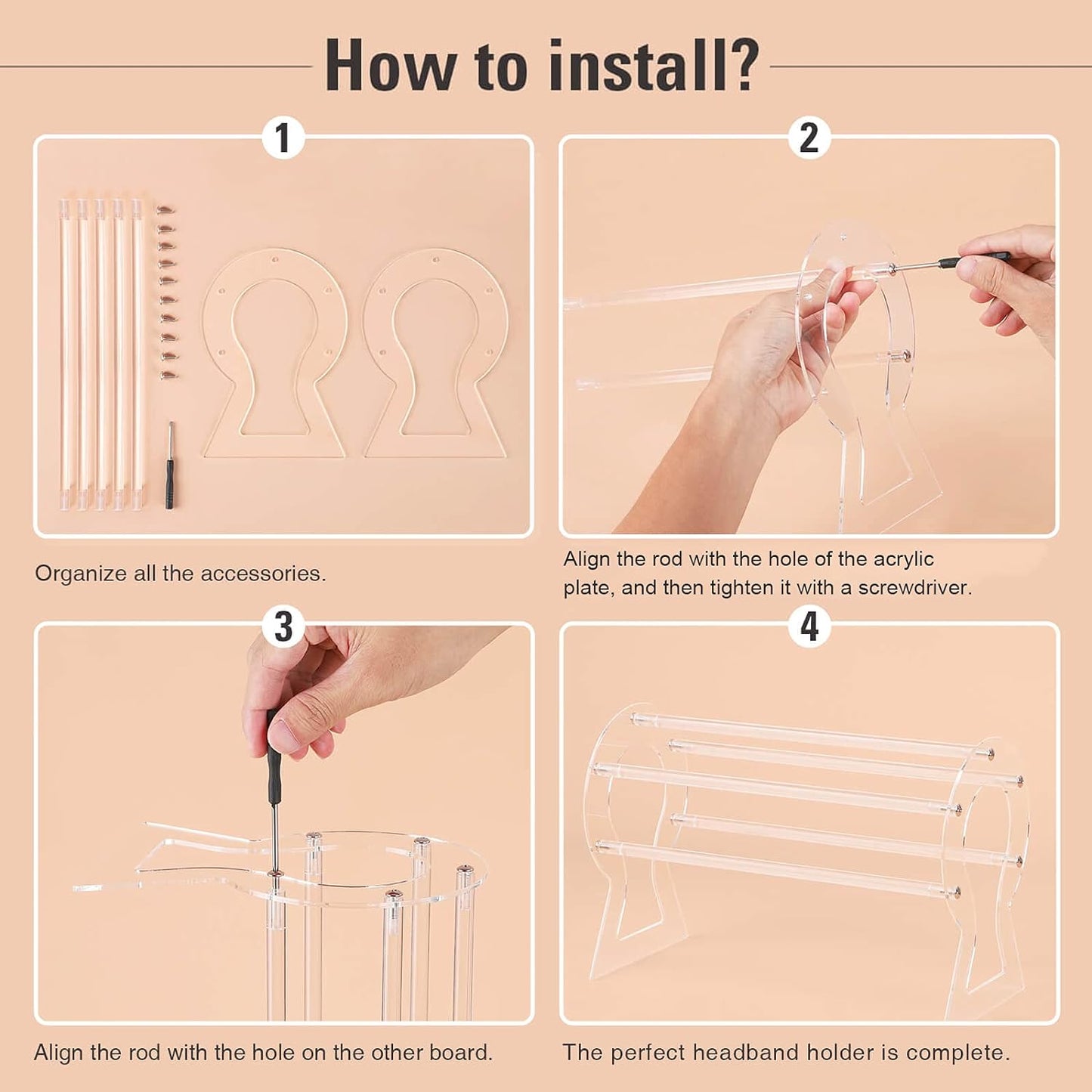 Headband Holder, Clear Headband Organizer, Acrylic Hair Hoop Display Stand, Hairband Rack Holder, Headband Storage Holder for Women and Girls