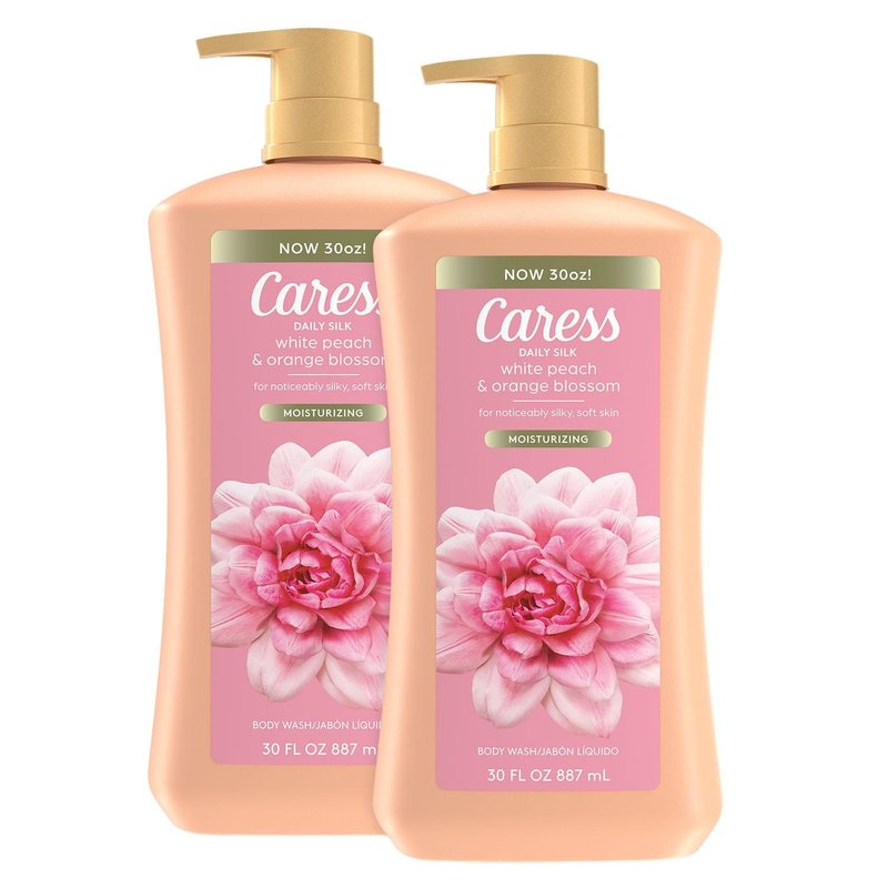 Caress Daily Silk Hydrating Body Wash, Peach & Orange Blossom, 30 Fl Oz (2 Pk)