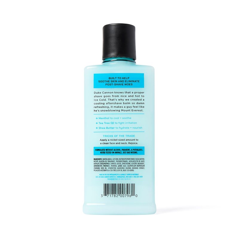 Duke Cannon Ice Cold Cooling After Shave Balm for Men - 6 fl oz - Alcohol-Free Post-Shave Balm for Men - Made with Menthol & Shea Butter