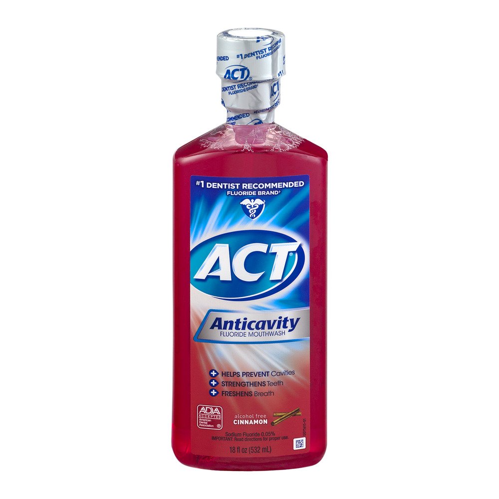 ACT Anticavity Fluoride Rinse - Cinnamon Flavor | 18 oz Bottle, Pack of 6