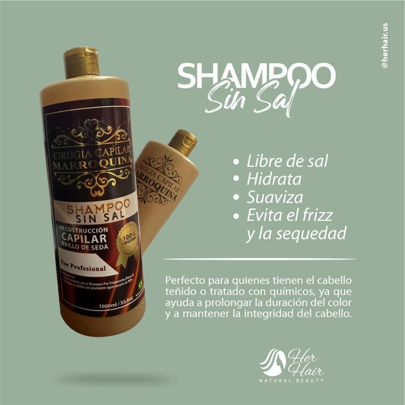 Marroquina Shampoo Sin Sal Sulfato Free | 33.8 oz | Limpiador y Reconstructor Capilar | Alisado y Brillo Capilar| Uso Professional| 100% Original | Chocolate