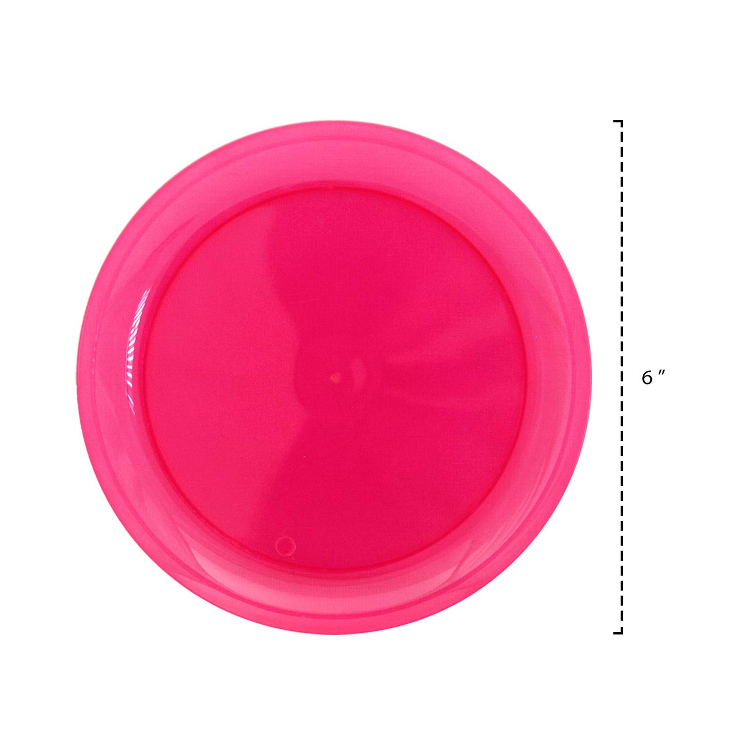 Party Essentials Hard Plastic 6-Inch Round Party/Dessert Plates, Neon Pink, 20-Count