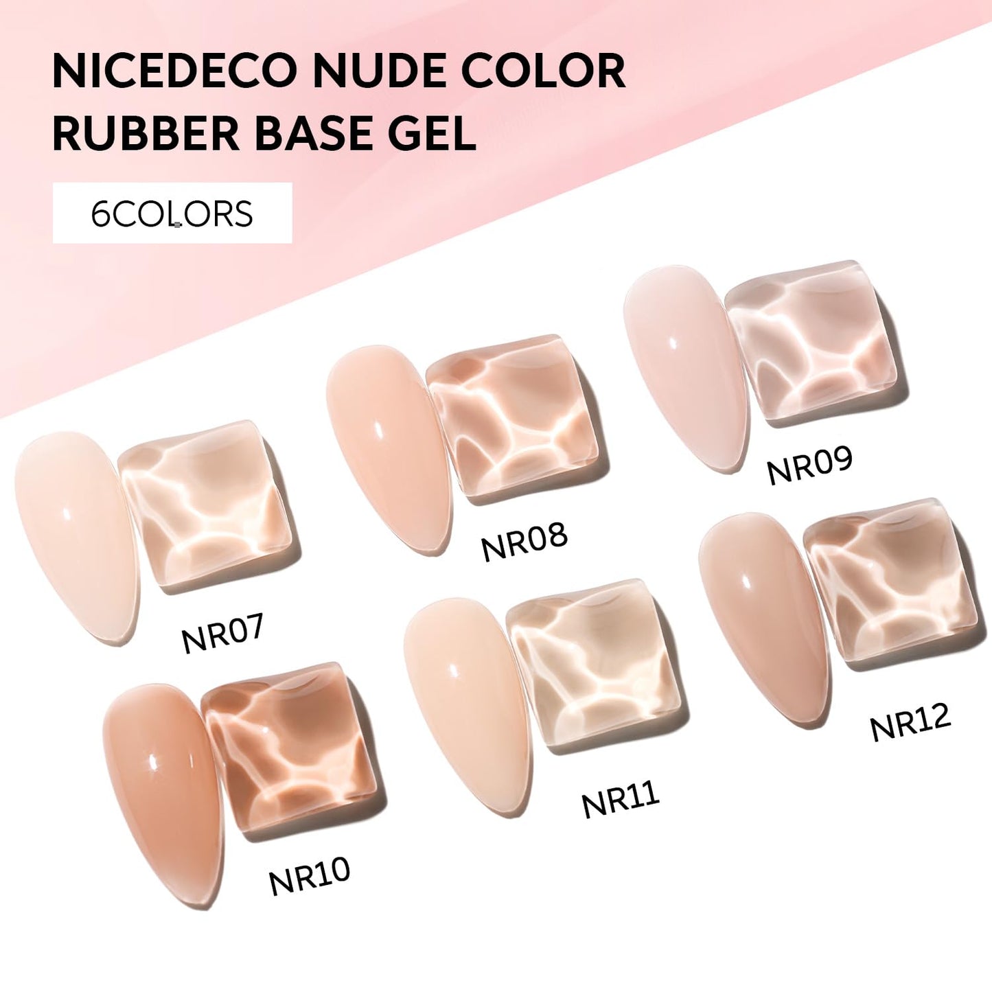 Builder Nail Gel - 7 in 1 Clear Base Gel & Rubber Polish Set | 15ML, 6 Pcs
