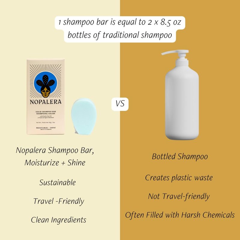 Nopalera Shampoo Bar, Moisturize + Shine, Prickly Pear Solid Shampoo for Textured or Dry Hair, Color Safe and pH Balanced, Clean Vegan Formula, 3.65 oz