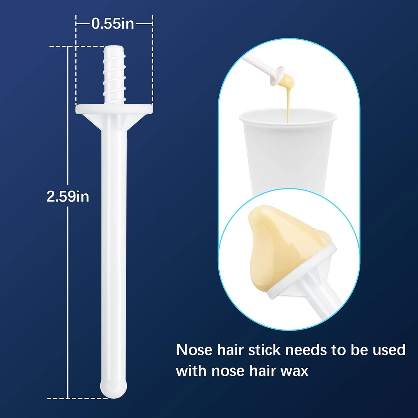 60 Pieces Plastic Wax Applicator Wands with Disposable Spatulas for Nose Hair Removal and Nostril Cleaning