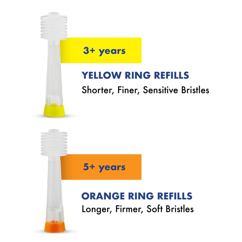 Brilliant Oral Care Kids Sonic Toothbrush Soft Replacement Heads, for Children Ages 5+, Orange, 2 Pack