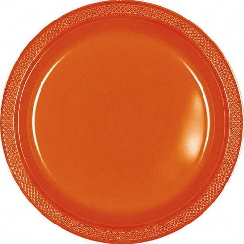 Vibrant Round Orange Peel Plastic Plates - 9" (Packs of 20) - Premium Quality Design, Ideal for Any Event or Party