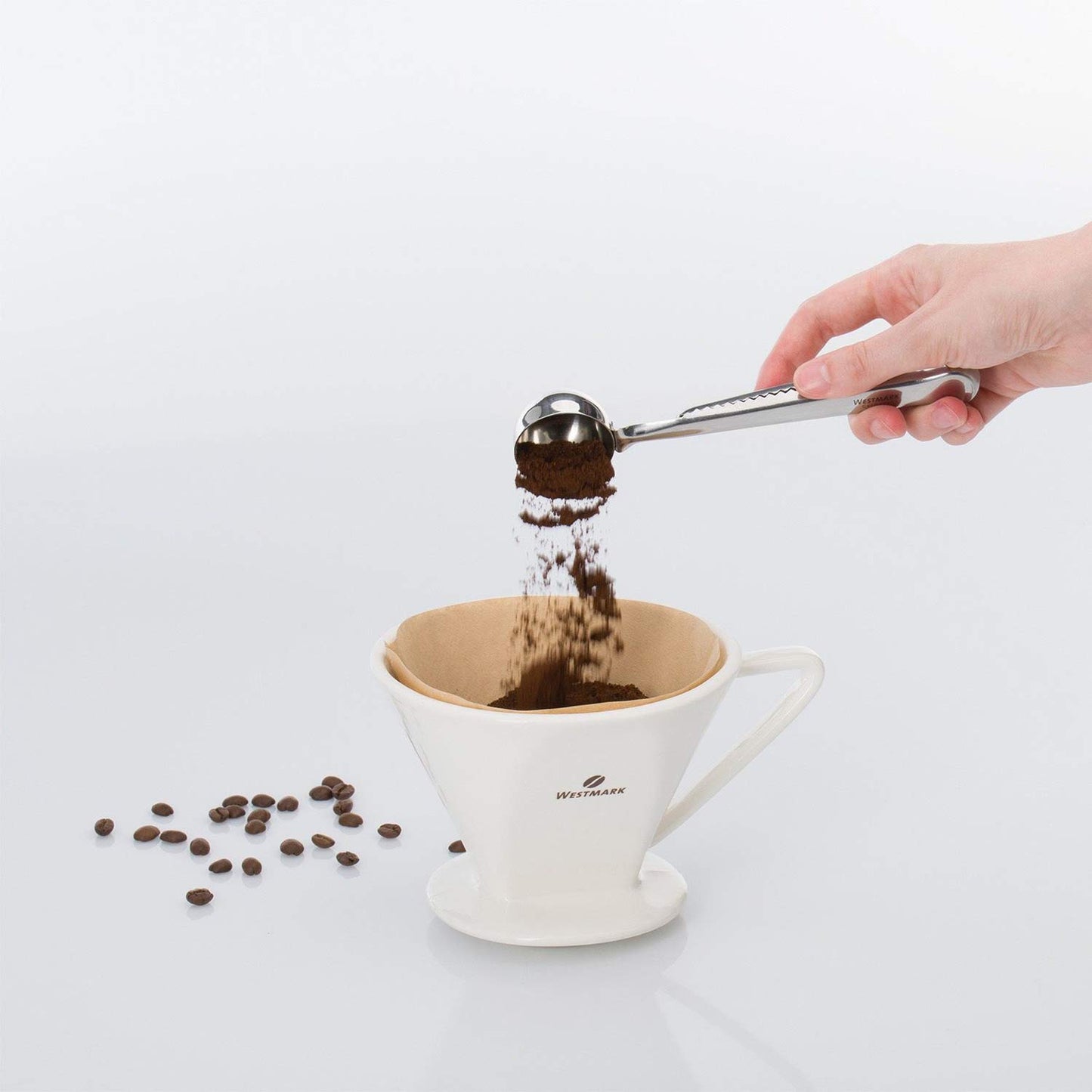 Westmark Coffee Measuring Spoon Stainless Steel With Sealing Clip, 6.9 x 1.5 x 0.9 inches