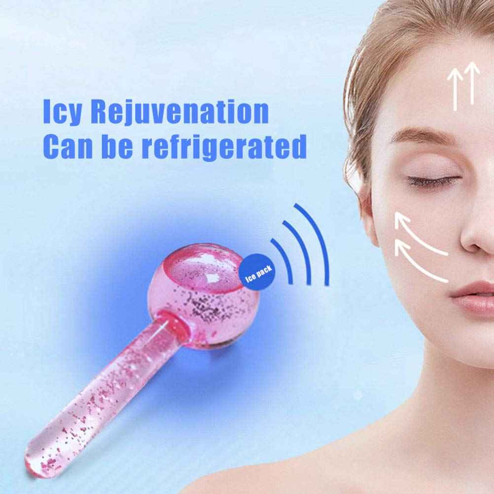 CIBLUTY Facial Ice beauty ball- 2PC Globes Pink Facial Roller for Cold or Hot Skin Massagers Globe Durable Quartz Glass for Face and Eye Rollers Reduce Puffiness