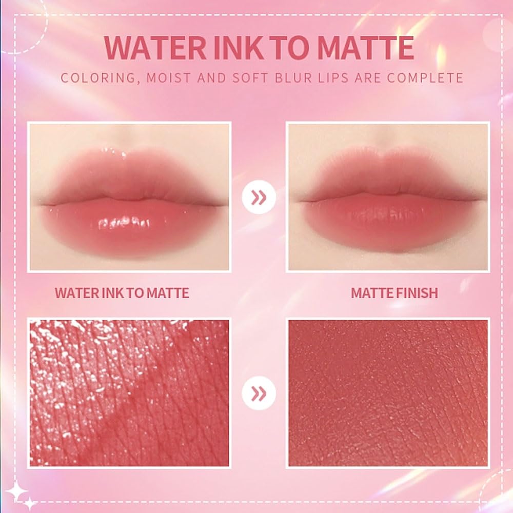 6 Colors Lip Tint Stain Set, Korean Velvet Watery Lip Stain Moisturizing Mini Liquid Lipstick, Multi-use Lip and Cheek Tint, Long lasting Non-Stick Cup Waterproof, Lip Color Makeup
