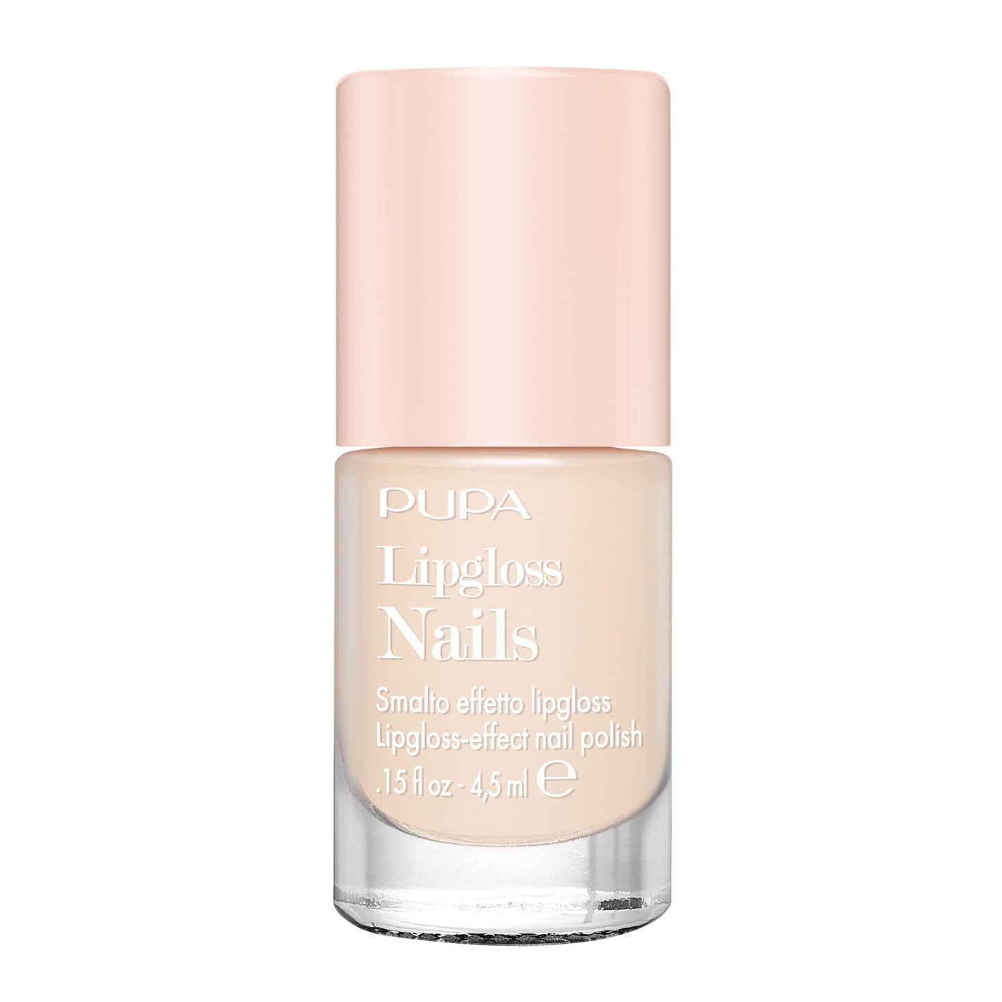Pupa Milano Lipgloss Nails Polish - Ultra-Glossy Finish - Semi-Transparent Polish - Fast-Drying, Toluene-Free Formula - 007 Ivory Cream - 0.15 oz