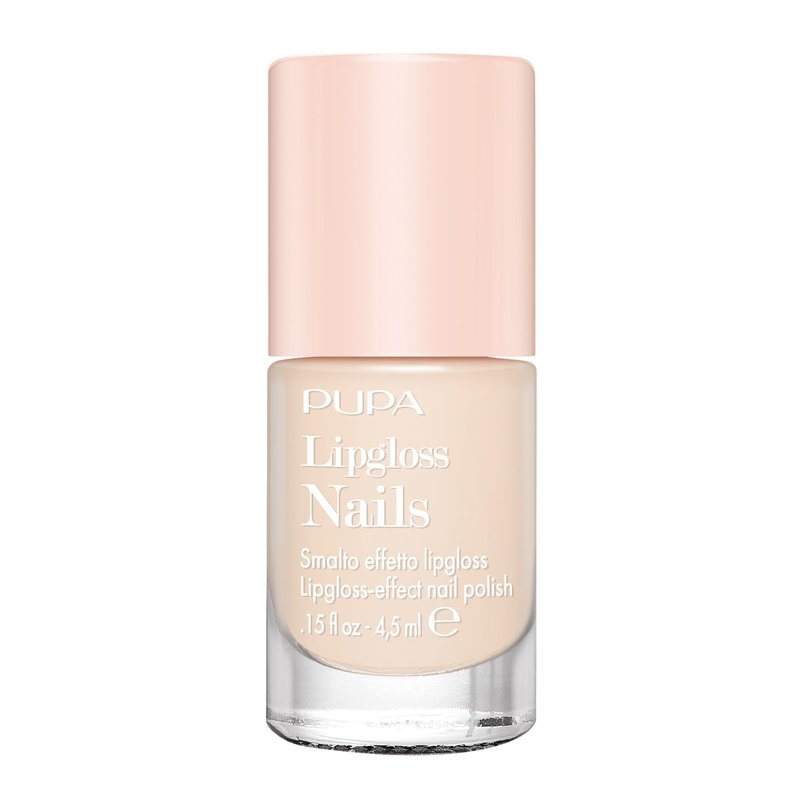Pupa Milano Lipgloss Nails Polish - Ultra-Glossy Finish - Semi-Transparent Polish - Fast-Drying, Toluene-Free Formula - 007 Ivory Cream - 0.15 oz