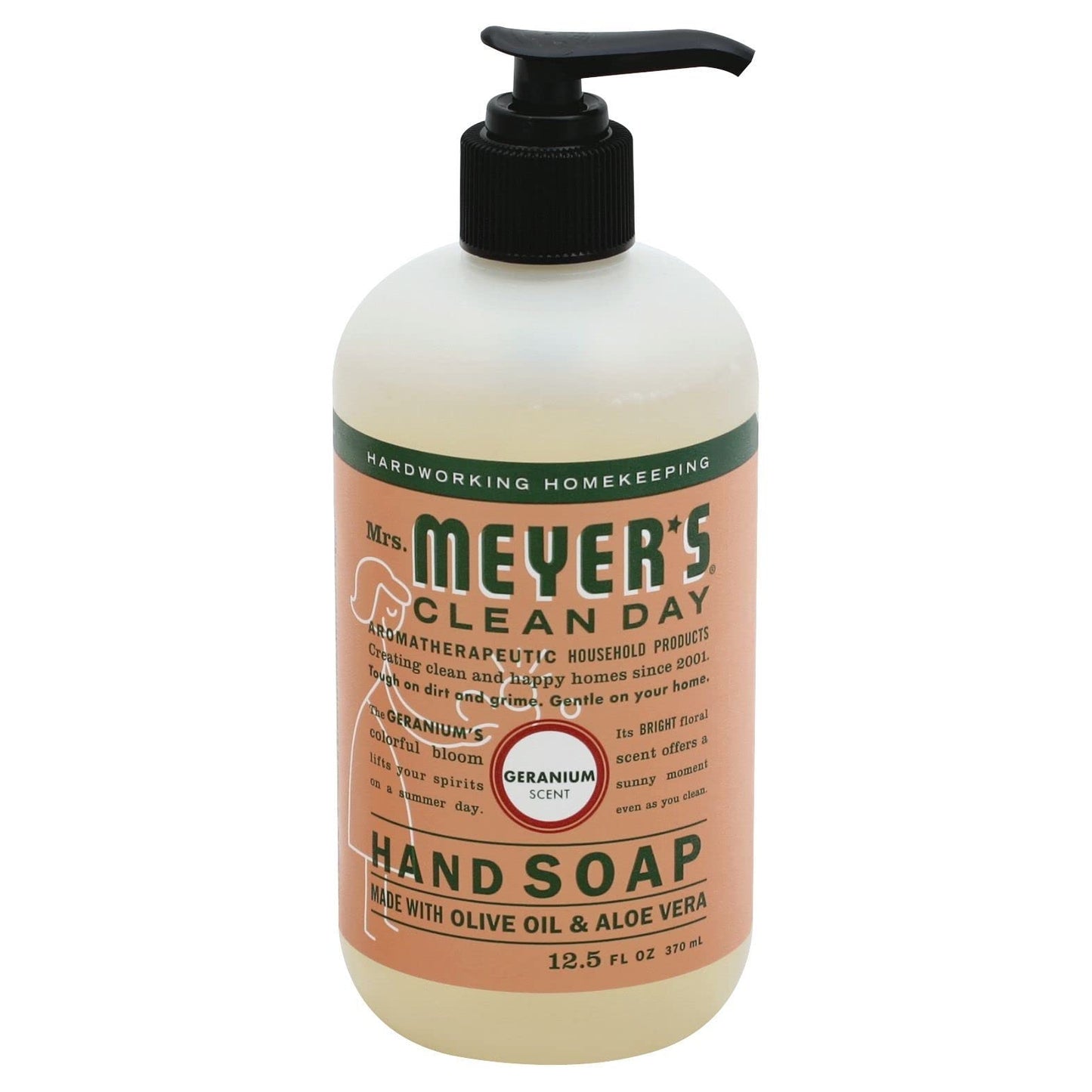 MRS. MEYER'S CLEAN DAY Liquid Hand Soap, Geranium Scent, 12.5 oz- Pack of 6