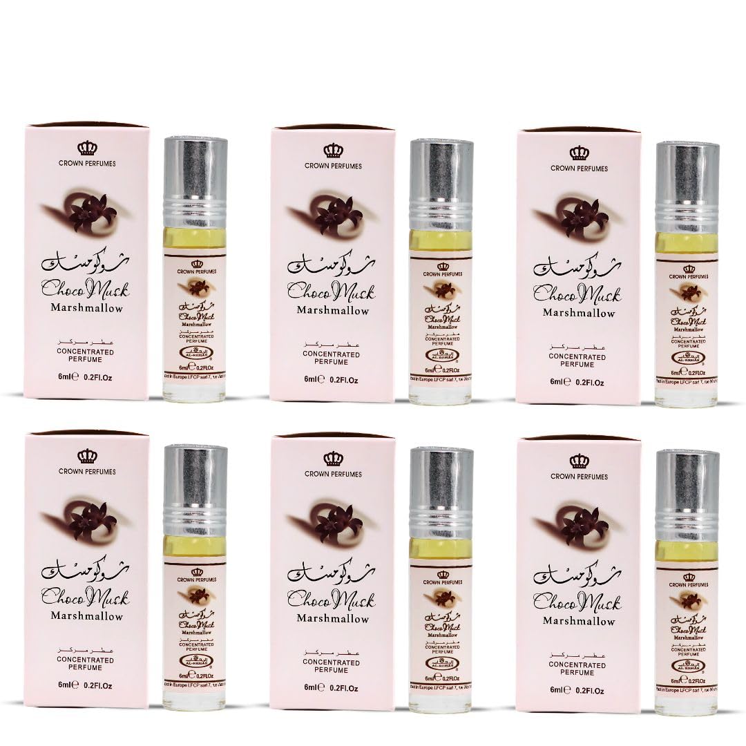 Al-Rehab Choco Musk Marshmallow Perfume Oil Roll-On - 6ml (0.2 oz) | Gourmand Fragrance with Strawberry, Marshmallow & Cocoa | Sweet, Fluffy & Addictive | Arabian Dessert Scent for Women