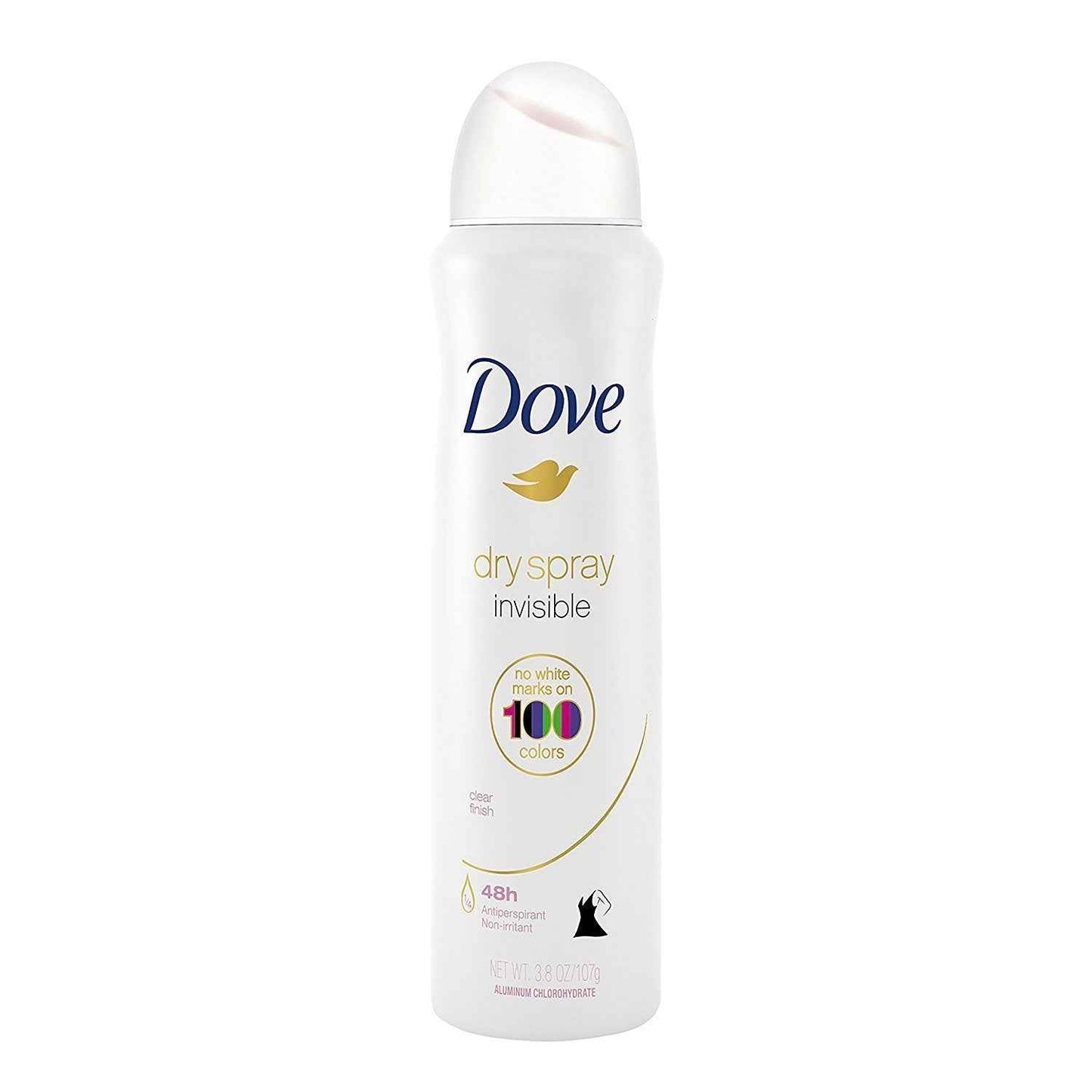Dove Antiperspirant Dry Spray - Invisible - Clear Finish - 3.8 OZ (107 g) Per Can - Pack of 3 Cans