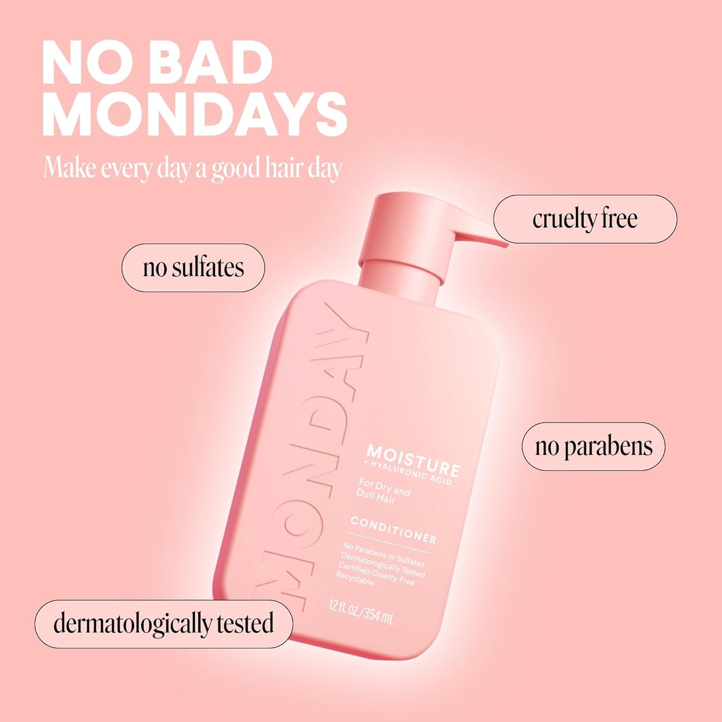 MONDAY HAIRCARE MOISTURE Conditioner with Hyaluronic Acid, Coconut Oil & Shea Butter for Dry & Dull Hair 354 mL