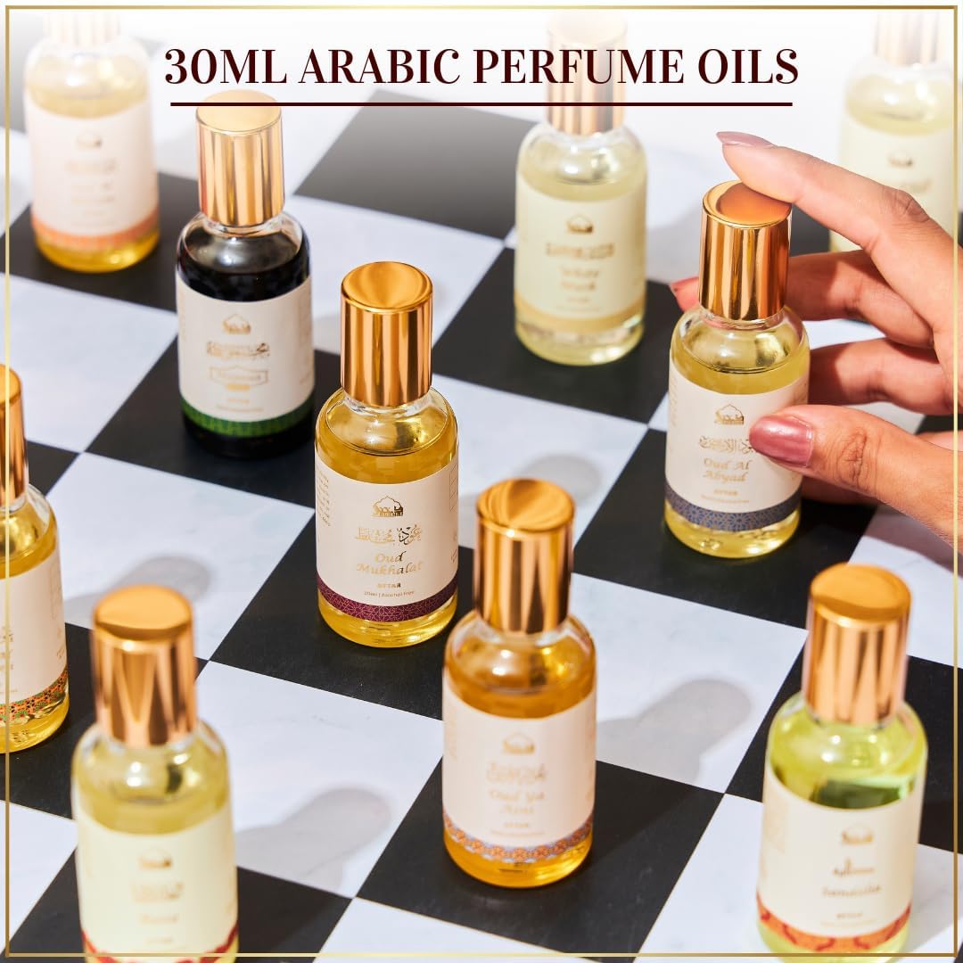 Dukhni Oud Mukhalat Attar Oil Arabic perfume oils for men and women, without alcohol | 30ml Pure roll on perfume, saffron oud oil | Eid, Ramadan, Umrah Haj Gifts, Islamic Fragrances