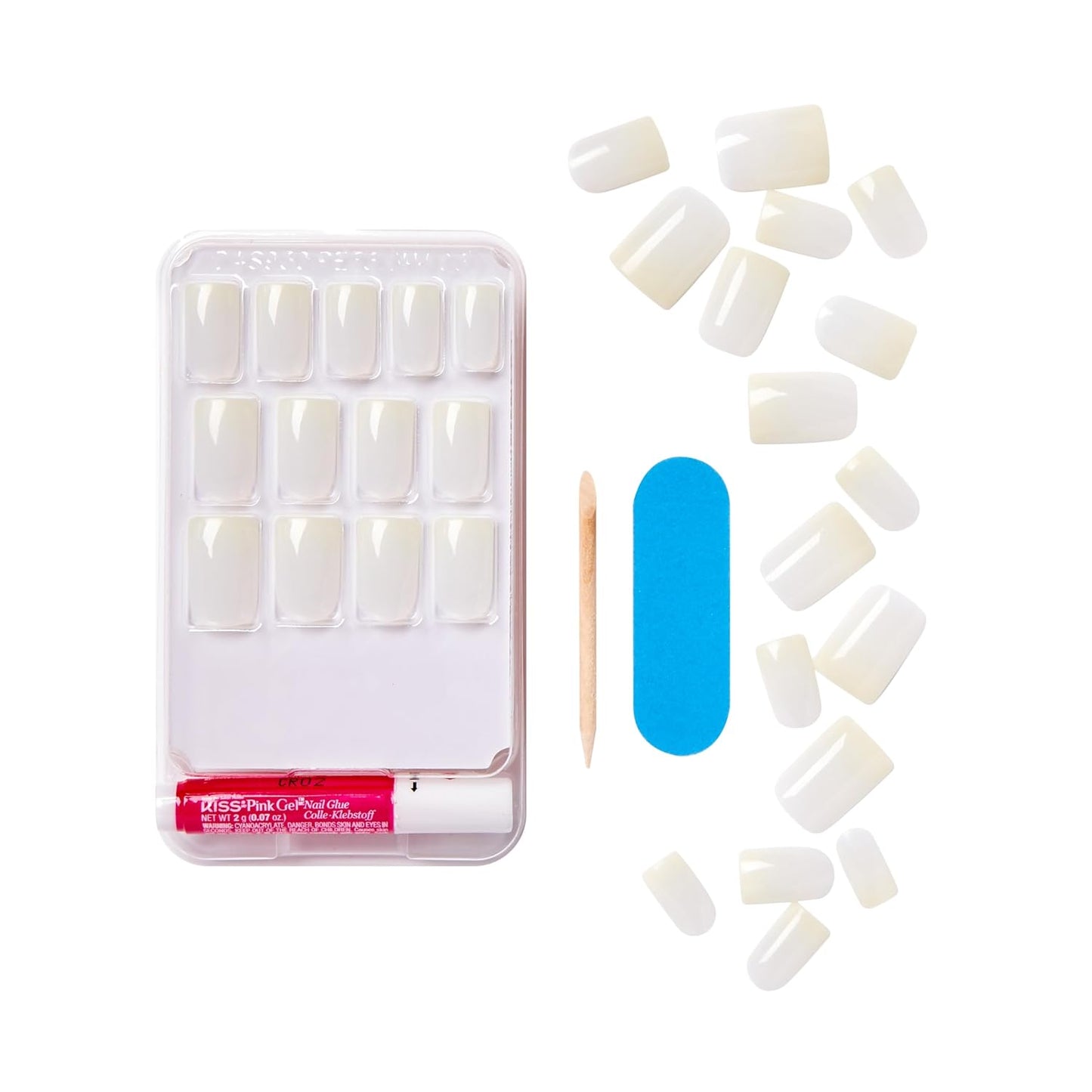 KISS Salon Acrylic Natural Press On Nails, Nail glue included, 'Rare', Nude, Short Size, Squoval Shape, Includes 28 Nails, 2g Glue, 1 Manicure Stick, 1 Mini File