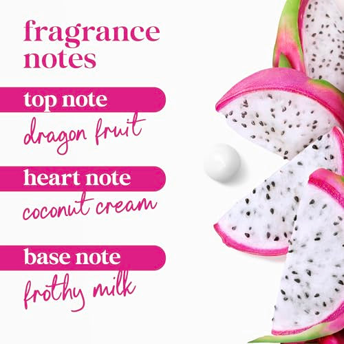 Dove Body Wash 4 Count for 24hr Lotion-Soft Skin Replenish Dragon Fruit and Coconut Cream Moisturizing Skin Cleanser with No Sulfates No Parabens