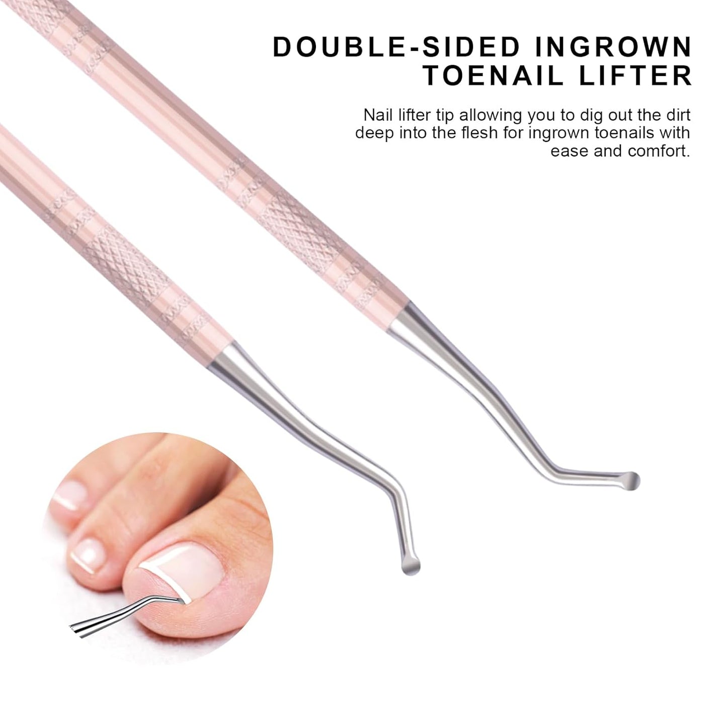 Teenitor Pedicure Tools for Feet, Toenail File and Lifters, Upgraded Professional Surgical Safe Ingrown Toenail Treatment Ingrown Toenail Removal Kit Ingrown Toenail Tool