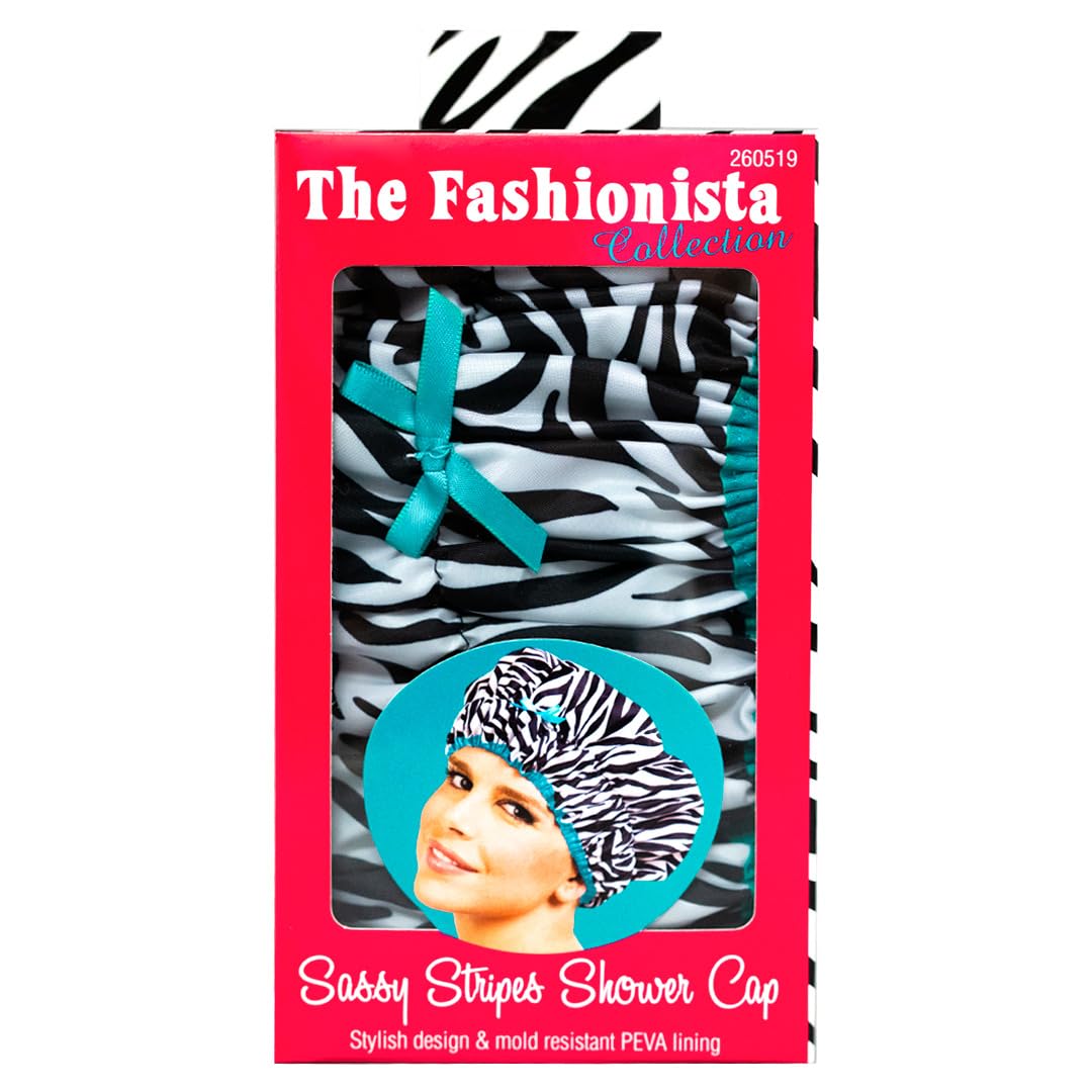 Reusable Shower Cap & Bath Cap & Lined, Oversized Waterproof Shower Caps Large Designed for all Hair Lengths with PEVA Lining & Elastic Band Stretch Hem Hair Hat - Fashionista Deco Dots