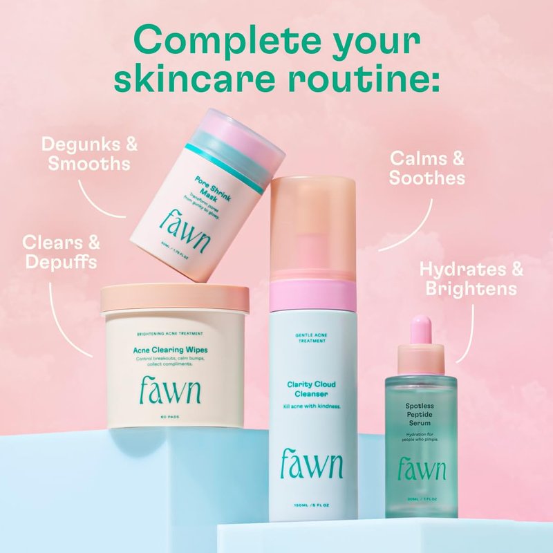 Fawn Pore Shrink Clay Face Mask with Bentonite Clay for Teen and Young Skin, Derm-formulated and Vegan, 1.75 FL OZ