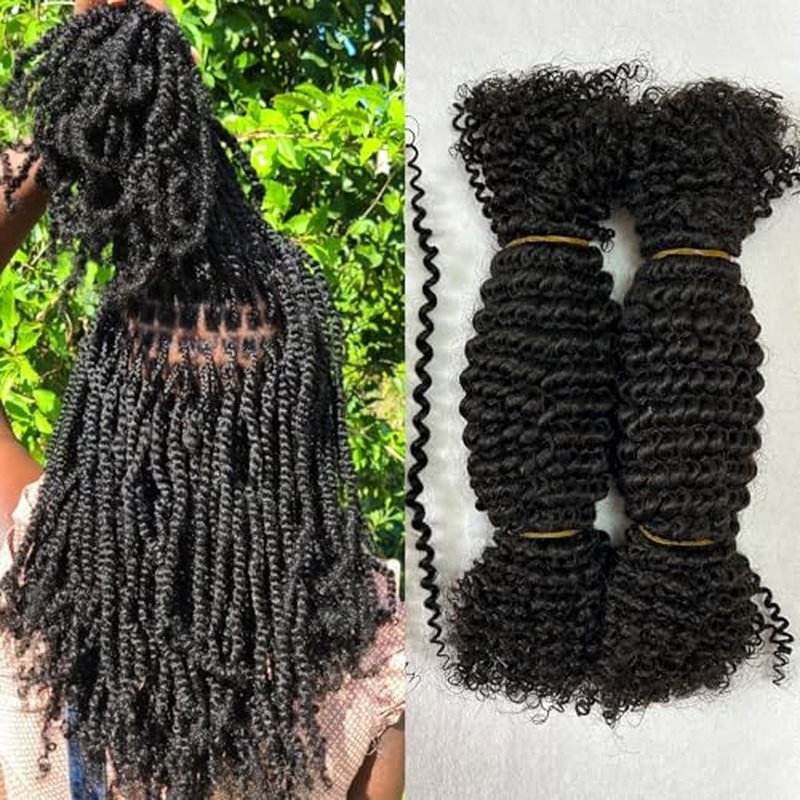 Springy Afro Twist Human Pre Separated Bulk Hair Extensions Mini Kinky Curly Twist With Extensions Crochet Braids Bundles Marley Twists Braiding Hair for Women 22 Inch 100g