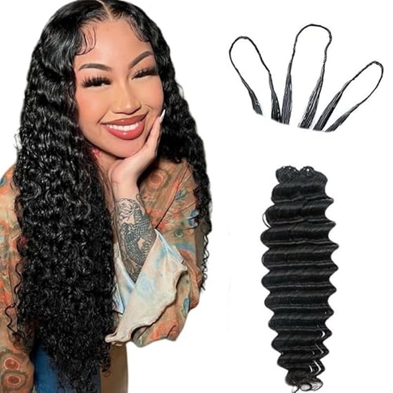 100% Human Hair Knotless Pre-Separated Crochet Hair Extensions Deep Culry Feather Hair Deep Wave Feather Line Hair Extensions Natural Color 14Inch 120g