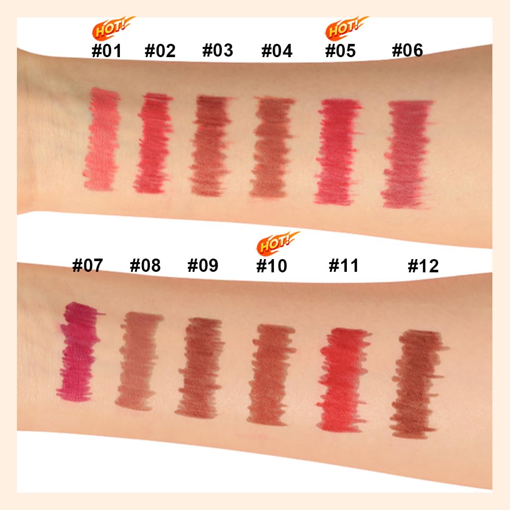 KIMIEYE 12 Colors Lip Liner Set, Matte Finish Series Lip Liners Pen, Set A