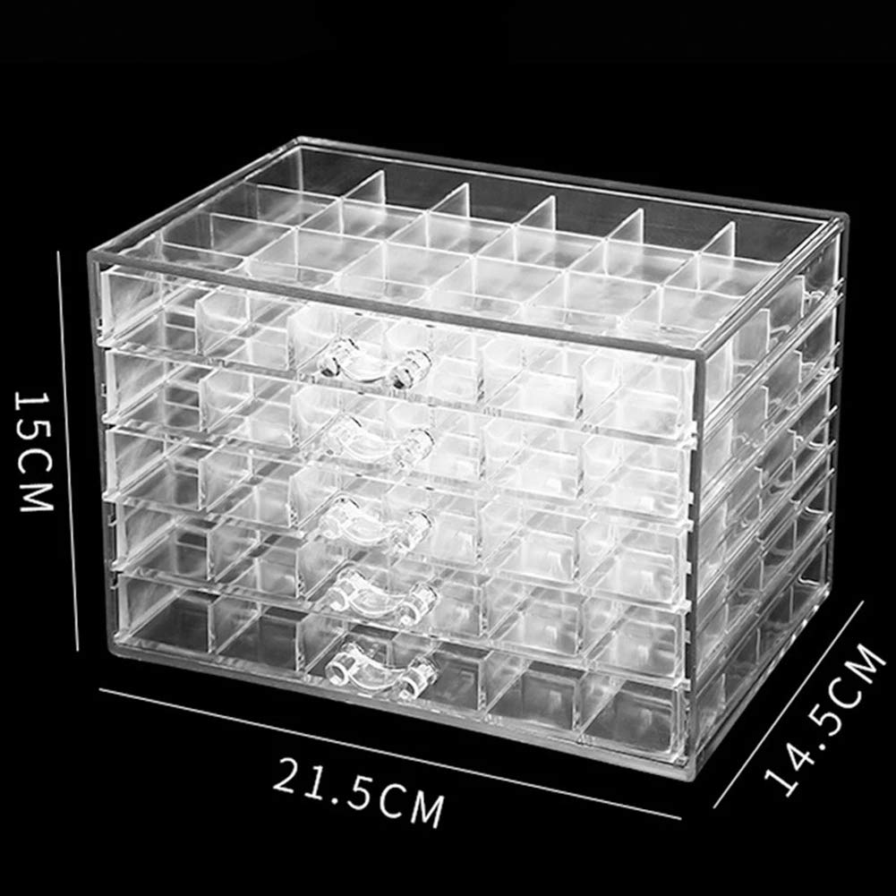WILL 120 Grids Transparent Acrylic Nail Display Organizer Makeup Jewelry Nail Art smetic Display Rack Drawer Boxes Organizers