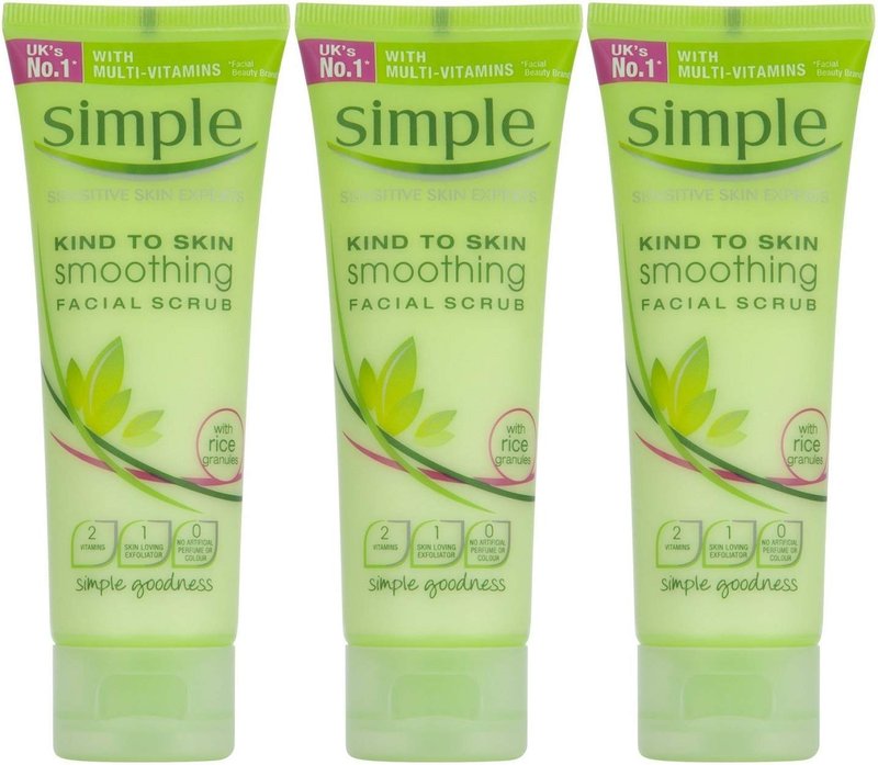 Simple Kind to Skin Facial Scrub - Smoothing Exfoliant for All Skin Types | 2.5 oz (Pack of 3)