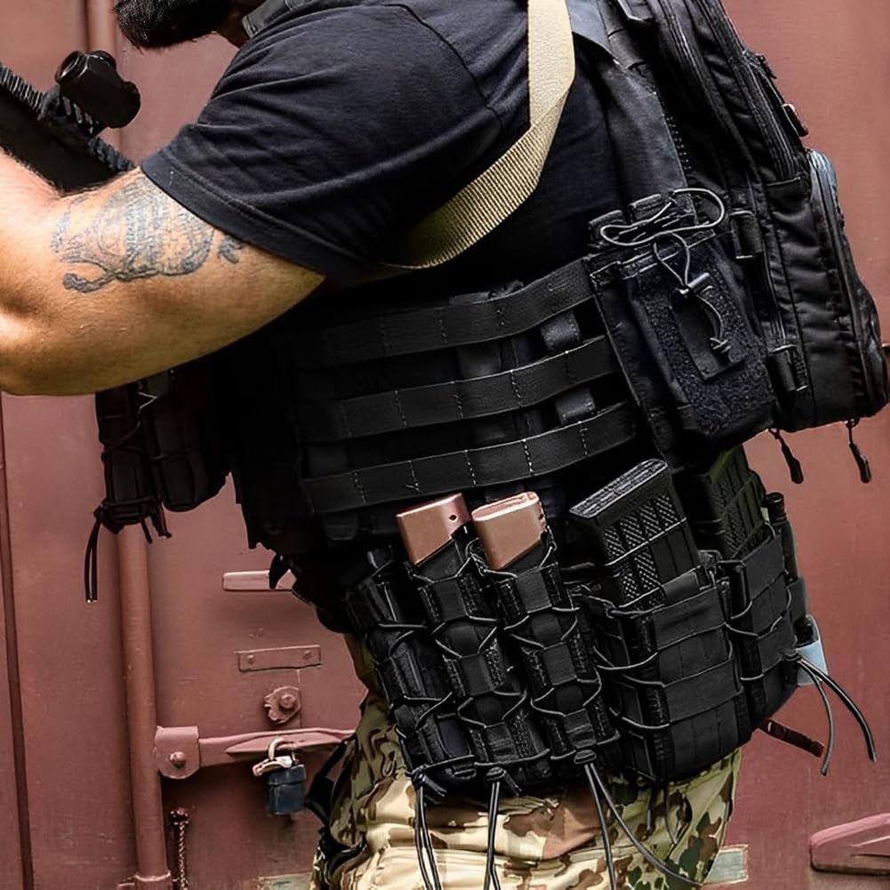 2pc Double Stack Extended Mag Pouch Holster Carrier for MP5 MP7 MP9 Glock to Tactical Duty Belt and Molle
