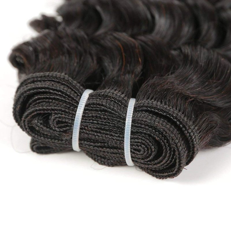 Deep Wave Human Hair Bundles - Unprocessed Brazilian Curly Weave, Double Weft, Natural Black | 12 Inch, 50g, 4 Bundles for Full Head