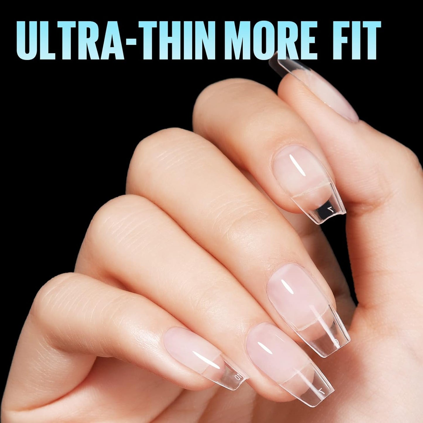 TOMICCA Short Nail Tips Extra Short Square Nail Tips, 192Pcs Fake Nails 12 Sizes Acrylic Clear Nails for Beginner and Professional DIY Gel Nails Salon