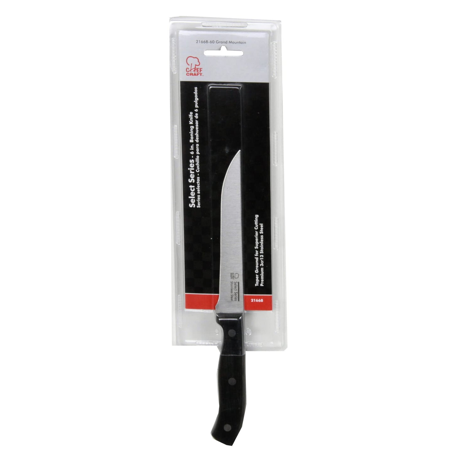 Chef Craft Select Boning Knife, 6 inch blade 11 inches in length, Stainless Steel/Black
