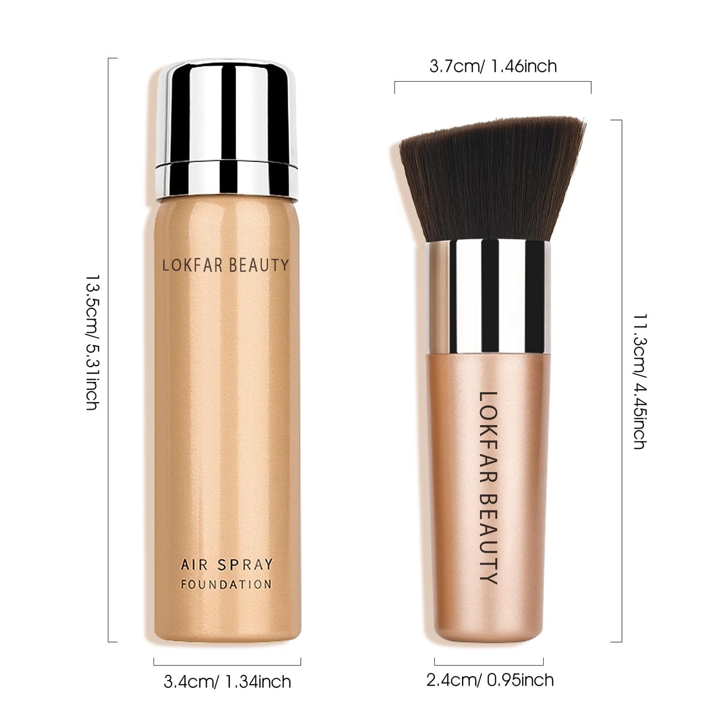 LOKFAR AirBrush Foundation Spray, Silky Mist Spray Makeup Kit with Brush, Full Coverage Foundation for Smooth Radiant Finish, Formula Breathable Lightweight Hydrating | #02 Nude